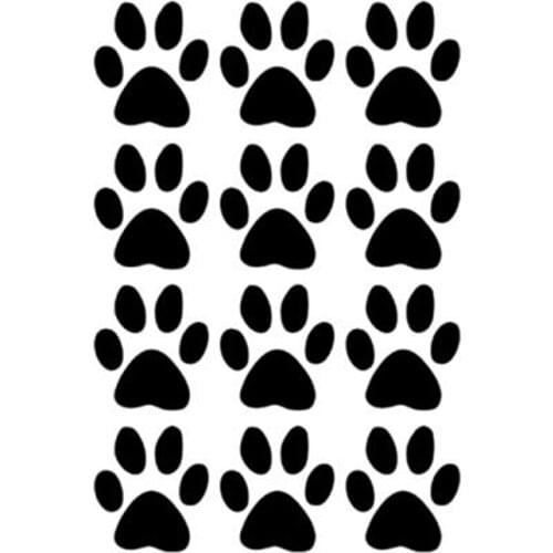 Hot Sale 12 Dog Paw Prints Art Wall Car Sticker for BedRoom Locker Glass Window Door Laptop Kayak PVC Decal ,4*3cm/piece