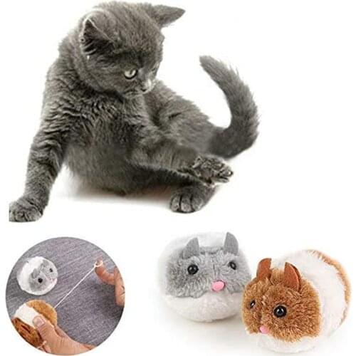 Cute Cat Toys Interactive Plush Fur Toy Shake Movement Mouse Pet Kitten Funny Rat Safety Plush Little Mouse Toy Gift