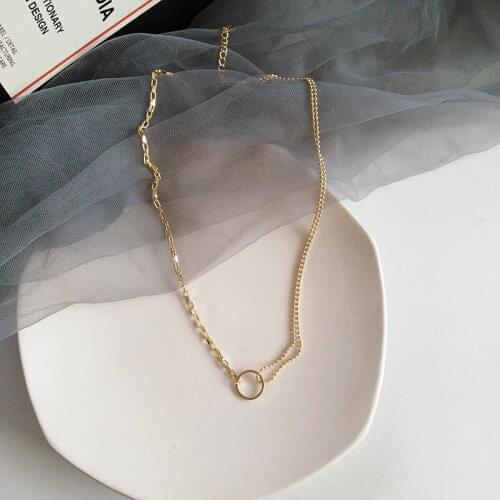 Fashion Jewelry Necklace Golden Plating New Asymmetrical Chain With Small Round Circle Charm Necklace Choker For Women Gifts