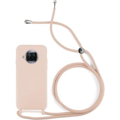 Xiaomi Mi 10T Lite soft flexible silicone case and pink cord stick back case strap rope gel Tpu hang