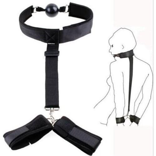Sex Mouth Ball Gag Handcuffs Sexy Bondage Tied Hand Cuffs Adult Game Erotic BDSM Slave Adult Toys For Women Men Porn Products