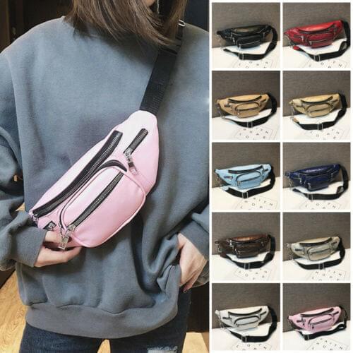 2019 Solid Cool Unisex Waist Belt Bag Leather Fanny Pack Shoulder Chest Bag Travel Phone Pouch