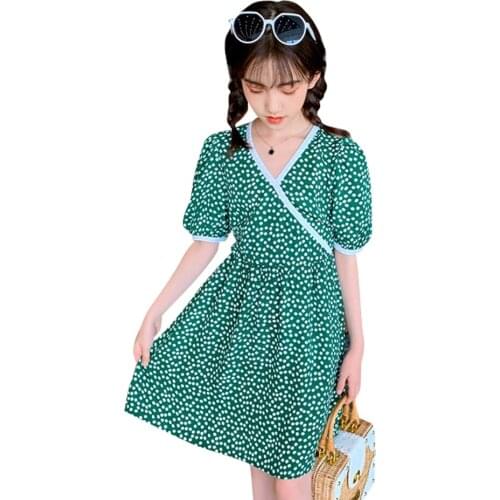 Big Girl Dress Dot Pattern Dress For Girl Summer Dress Kids Casual Style Costume For Girls 6 8 10 12 14