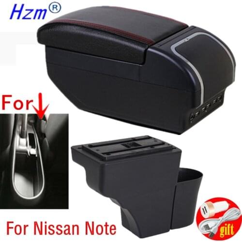 Armrest For Nissan Note 16-18 USB Charging Double layer heighten central Store content Storage box with Ashtray Cup holder acces