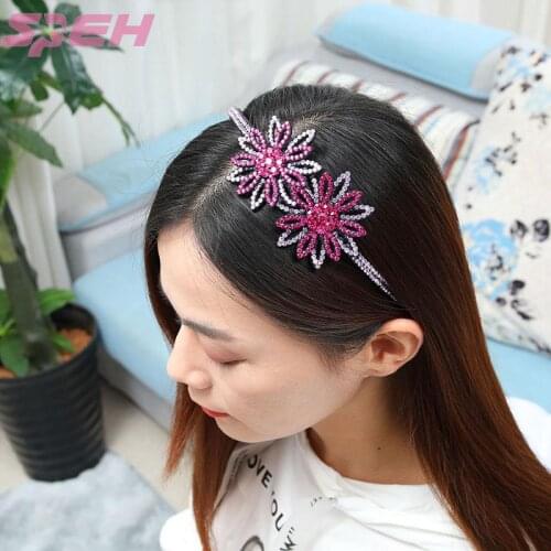 Korean version of adult broad-brimmed headband headband with teeth non-slip rhinestones full of diamonds crystal flowers