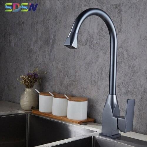 SDSN 360 Rotable Kitchen Faucet Grey Alunimum Kitchen Sink Faucet Single Hole Kitchen Sink Water-tap Hot&cold Kitchen Faucets