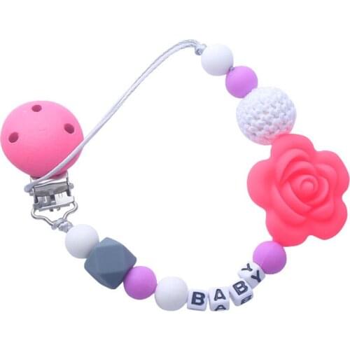 Infant Nipple Bottle Clip Chain Silicone Holder Soother Pacifier Clips Dummy Chain Holder Cute Teething Toy Baby Chew Feeding