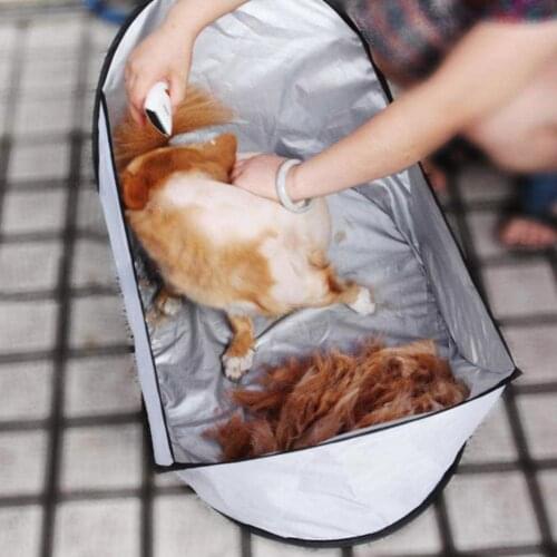 Household Foldable Pet Dog Cat Hair Grooming Shearing Bib Ground Container Tool Organizer Storage Accessories