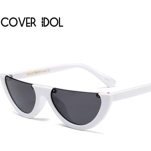 Stylish Women Fashion Cateye Sunglasses Designer Semi Rimless Sun Glasses Men Classic Cat Eye Sunglasses UV400
