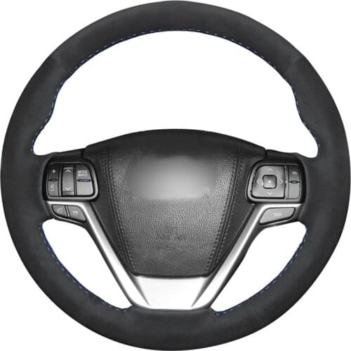 Hand-stitched Black Suede Leather Car Steering Wheel Cover for Toyota Highlander 2014 2015 2016 2017 2018 2019 Sienna 2015-2019