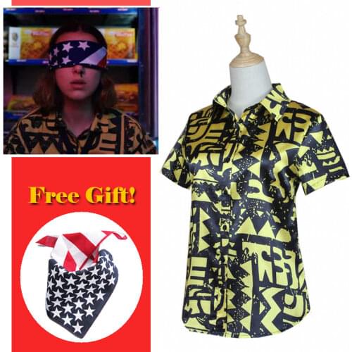 Stranger Things Costume Eleven Short Sleeve Shirt Cosplay T Shirt Halloween for Woman Party Props Straps