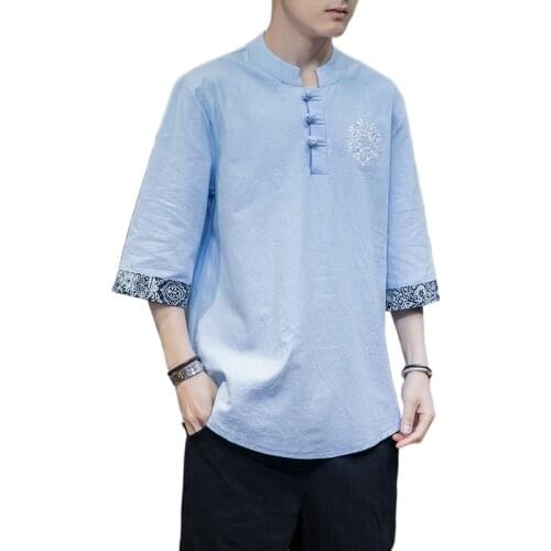 Oriental Clothes mens orient tops oriental shirts for men hanfu blouse cheongsam linen vintage style clothing V2112
