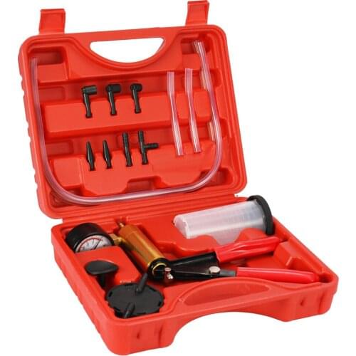 17pcs Professional Car Auto Hand Held Vacuum Pressure Pump Brake Bleeder Adaptor Fluid Reservoir Tester Vacuum Bleeding Test Kit