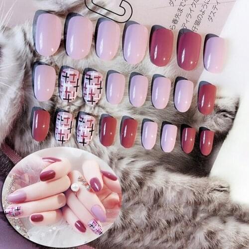 24pcs/set Full Cover Fake Nails Tips Manicure Artificial Nails Salon Solid Nude Color False Nails