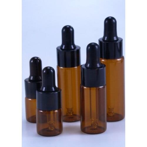 50pcs/lot 5ml 10ml 15ml 20ml Amber Glass Dropper Bottle Portable Glass Eye Dropper Aromatherapy Esstenial Oil Bottle