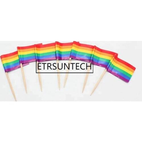 5000pcs Rainbow Flag Toothpick Lesbian Gay Pride LGBT Flag Banner Cooktail Sticks Picks Cupcake Topper Cake Decoration