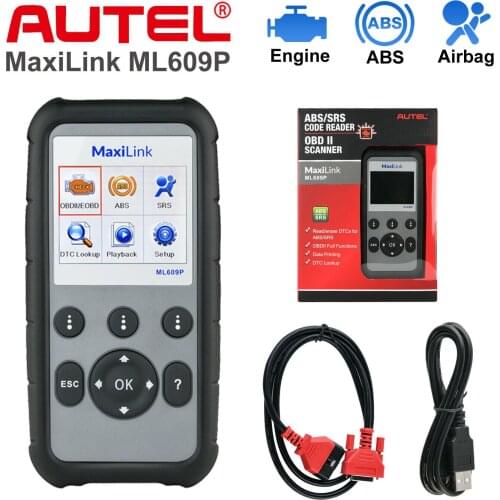 Autel MaxiLink ML609P OBD2 Scanner Code Reader Car Didgnostic Tool ABS SRS Escaner Automotriz Profesional Live Sensor Data