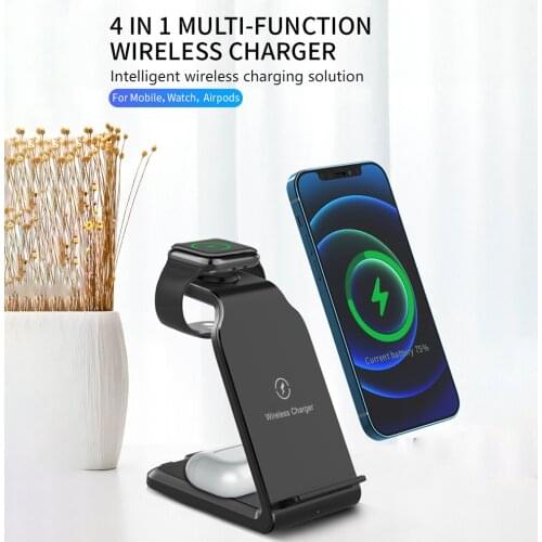 3in1 Wireless Charger Stand For iPhone 12 Pro Max 12mini Qi 15W Fast Charging Induction Chargers For Samsung Apple Watch Airpods