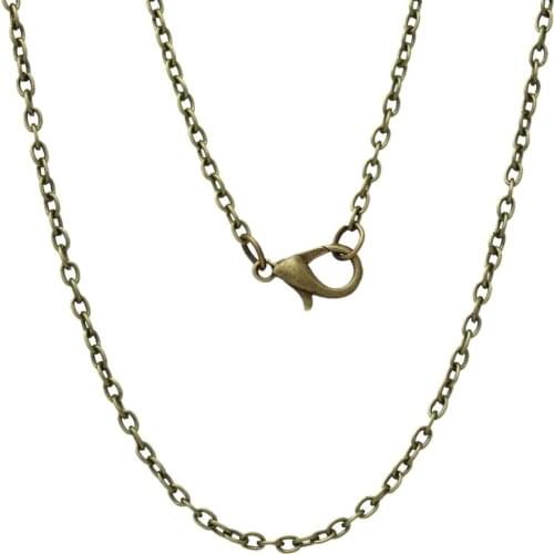 12 PCs DoreenBeads Fashion Jewelry Chain Necklace Antique Bronze Cable Chains Lobster Clasps 62cm(24 3/8") long