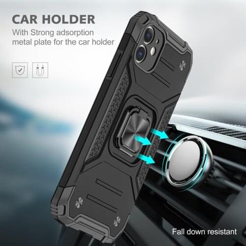 Funda Case for iPhone 12 Pro Max 12 Mini iPhone 11 XS Max XR 6S 7 8 Plus Armor Magnetic Ring Holder Coque Phone Case Cover Capa