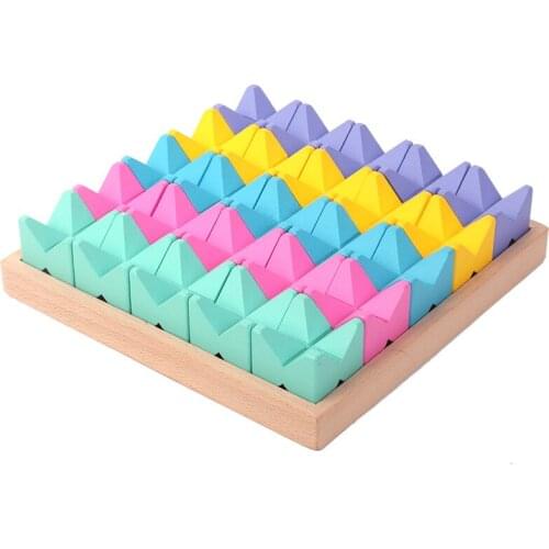 Baby Colorful Wooden Granular Blocks DIY Building Construction Interactive Kids Toy
