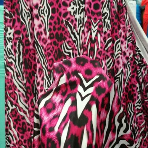 Rose Red elastic milk silk knitted leopard fabric for sewing Latin dance dress high quality DIY homedecor table cloth fabric