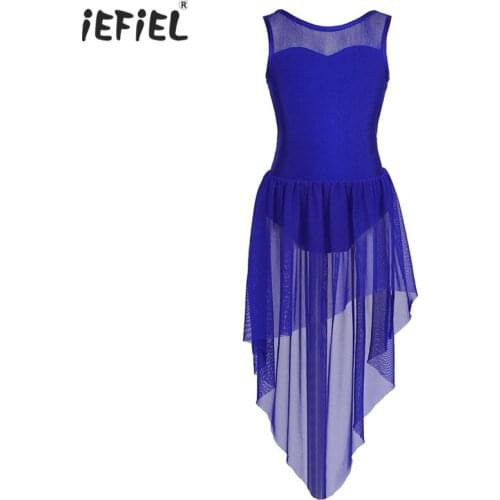 Toddlers Ballerina Gymnastics Leotard Tutu Ballet Dress Girls Ballet Costume Dancewear Sleeveless High-low Hem Latin Dance Dress