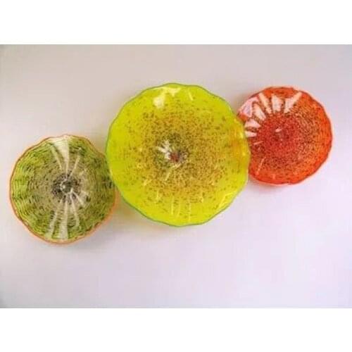 Hot sale! Factory price Hand blown glass wall art Wedding Decorative Glass Plate