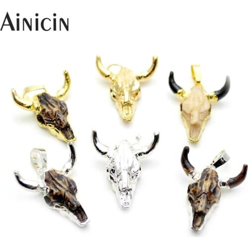 10pcs Gold Silver Plating Tauren Bull Ox-head Totem Pendants 22x25mm Mini Size Gothic Jewelry Fit For Earrings Making Materials