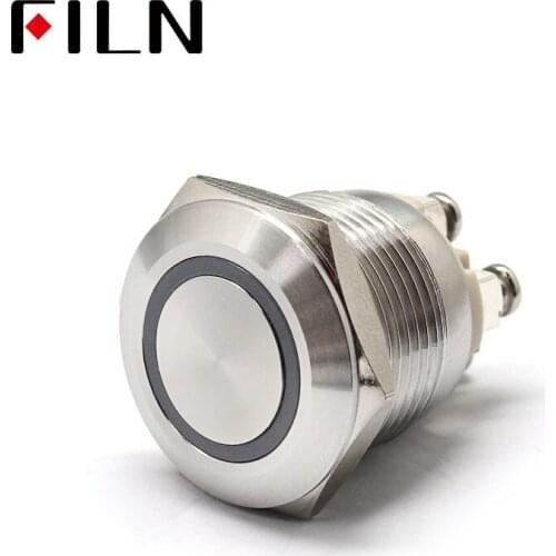 19mm 12V Ring LED Momentary Stainless Steel Anti Vandal IP65 Waterproof Metal Push Button Switch