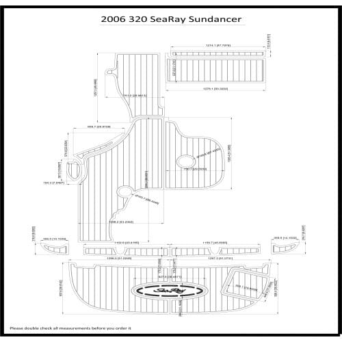 2006 SeaRay Sundancer 320 Swim Platform & Cockpit Boat EVA Teak Deck Floor Pad