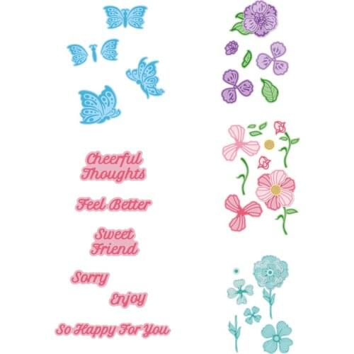 Beautiful Butterfly Flowers Best Wish Word Metal Cutting Dies And Hot Foil Plates For DIY Scrapbooking Album Paper Card New 2020