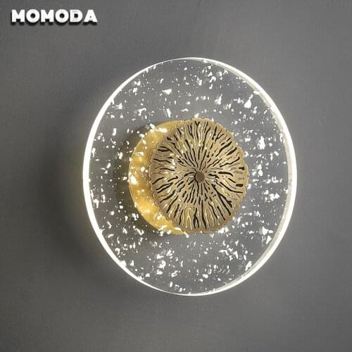 Postmodern Brass Wall Lamps Bedroom Bedside Luxury Brushed Golden Wall Sconce Lights LED Simple Design Round Lightings for Room