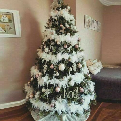 5pcs 2m Christmas Tree White Feather Strip Xmas Ribbon Party Garland Decor Ribbons For Crafts Christmas Ribbon