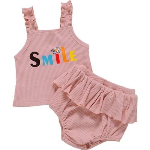 Summer Newborn Infant Baby Girls Set Ruffles Vest + PP Shorts 2PCS