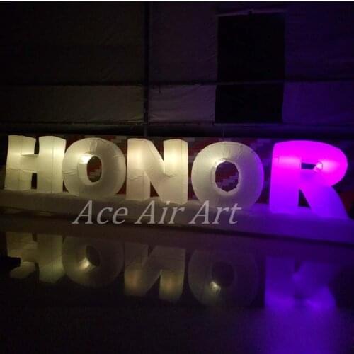 Hot sale inflatable lighting letters,glowing alphabets inflatable words of honor for stage,5 pcs Character party or event