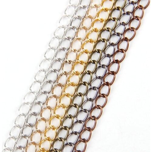 5m/lot 0.8x4.5x6mm Metal Iron Necklace Chains 7Colors Bulk Open Link Chains Lot For Diy Bracelets Jewelry Making Finding