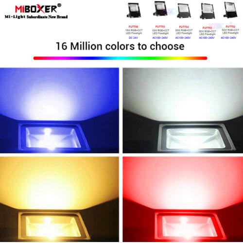 Miboxer RGB+CCT Smart LED Flood light 10W 20W 30W 50W Waterproof IP65 RGB Outdoor Lamp 110V 220V 24V 2.4G Remote APP Control