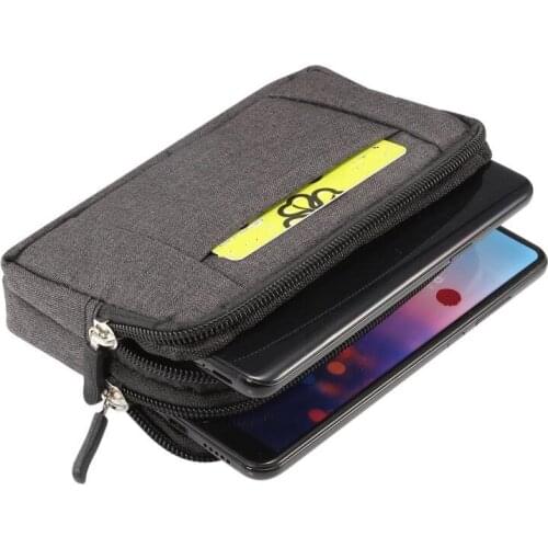 Multi-purpose Horizontal belt case with 2 zip compartments for Gionee Max (2020)