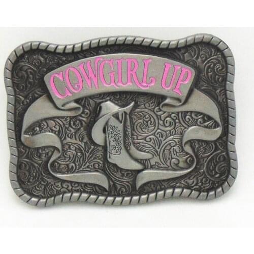 Fashion Cowgirl Up Belt Buckles with Boots Western Metal Square Antique Belt Buckle for Women Apprael Accessories Free Shipping