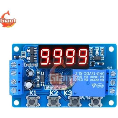 DC 12V Time Delay Relay Module 4 Button LED Digital Display Trigger Cycle Time Relay Timing Control Module DIY 0.01 Seconds