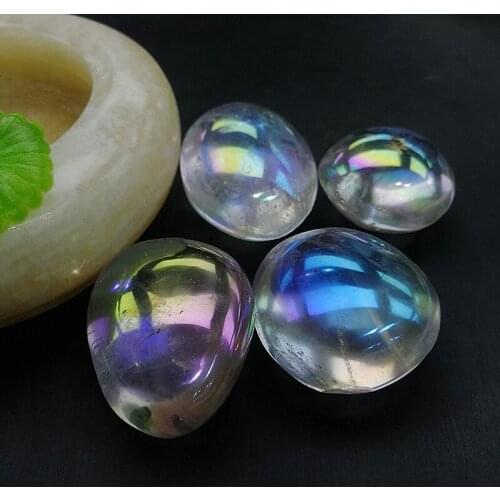 Natural clear aura quartz crystals tumbled stones natural mineral healing home decor modern