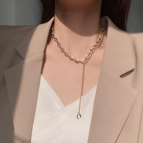 Double tassel necklace Korea ins trend niche simple clavicle chain temperament net red cold wind necklace