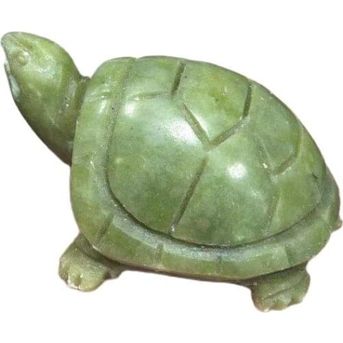 Hand Carved Natural quartz Stone Crystal Green jade Tortoise Animal Carvings For Gift