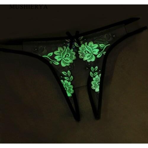 Sex Panties Open Crotch Fluorescence Lace G-string Underpants Lingerie Erotic Panties with a Hole Sexy Female Lingerie Thong