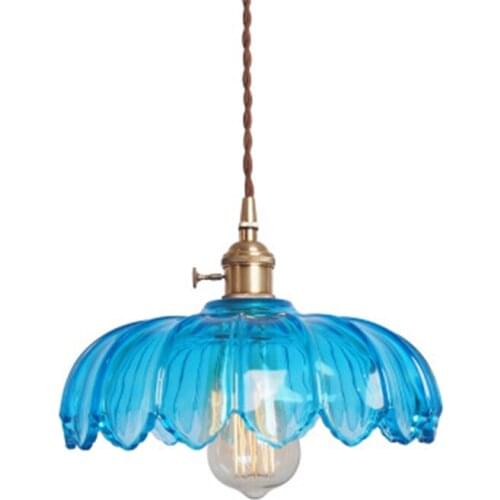 Nordic Simple Restaurant Folk Theme Bar Lamp Home Bedside Light Balcony All Copper Glass Lamp