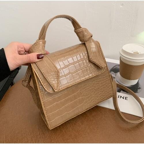 Crocodile Pattern Crossbody Bag For Women PU Leather Shoulder Bag Designer Small Square Bag Flap Messenger Handbag Pouch Bolso