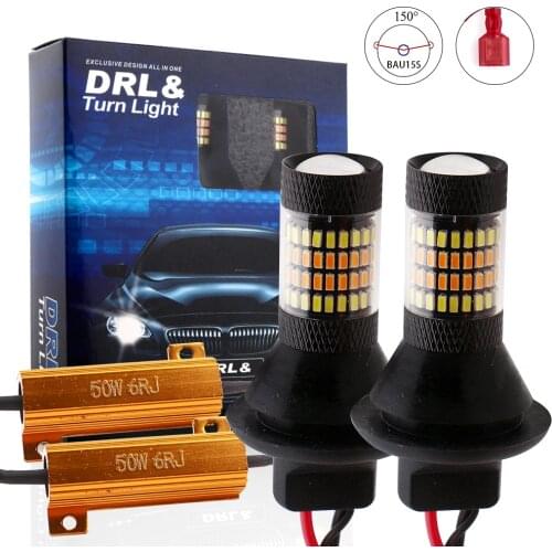 YM E-Bright LED P21W BA15S Switchback Car Bulbs BAU15S PY21W Turn Signal Amber/White DRL 7440 W21W NO Hyperflash 50W Resistors
