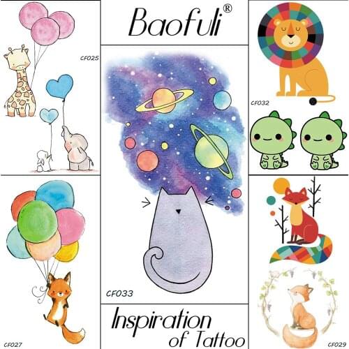Baofuli Planet Cat Galaxy Temporary Tattoo Waterproof Flash Fake Tatto Painting Art Tattoos Children Girl Boy Arm Hand Leg