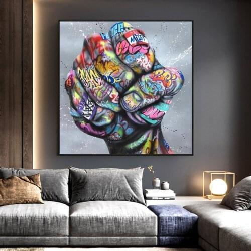 Street Colorful Graffiti Art Gesture Decoration Painting Wall Canvas Art Wall Poster and Print Art Hand Pictures for Living Room